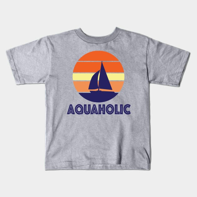 Aquaholic Boating and Fishing Print Kids T-Shirt by DoctorWatsonDesigns